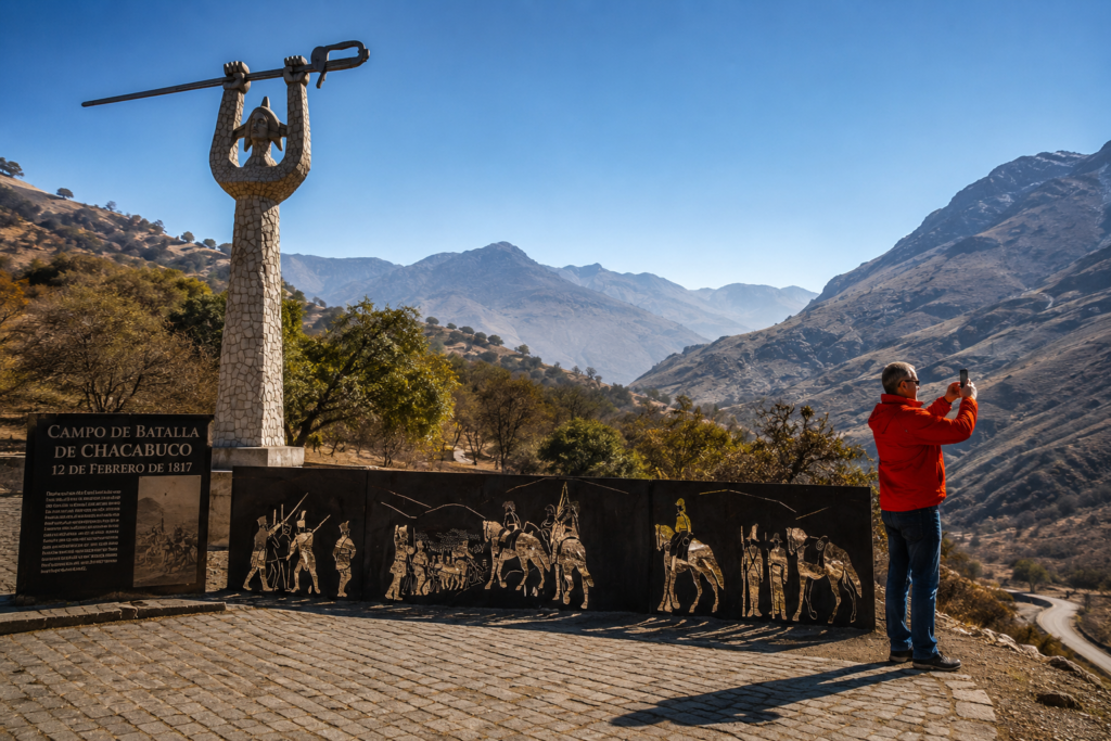 Monumento del Campo de Batalla de Chacabuco, donde el Ejército de los Andes obtuvo su primera gran victoria durante la Independencia de Chile.