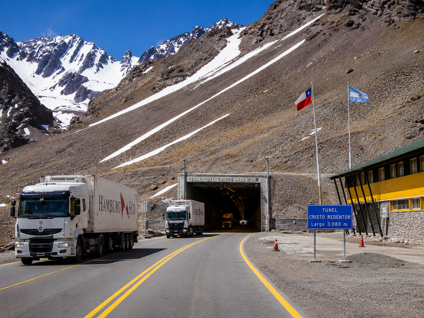 Túnel Cristo Redentor en la Cordillera de los Andes, principal paso fronterizo entre Chile y Argentina durante el viaje privado de Santiago a Mendoza.
