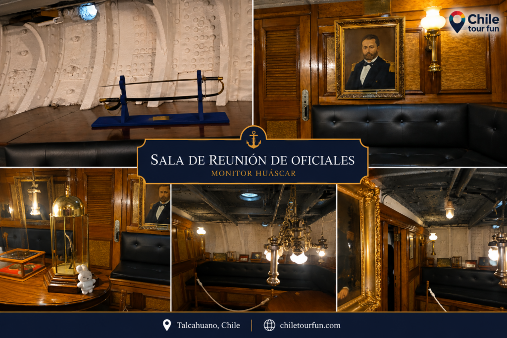 Sala de reunión de oficiales del Monitor Huáscar en Talcahuano, Chile